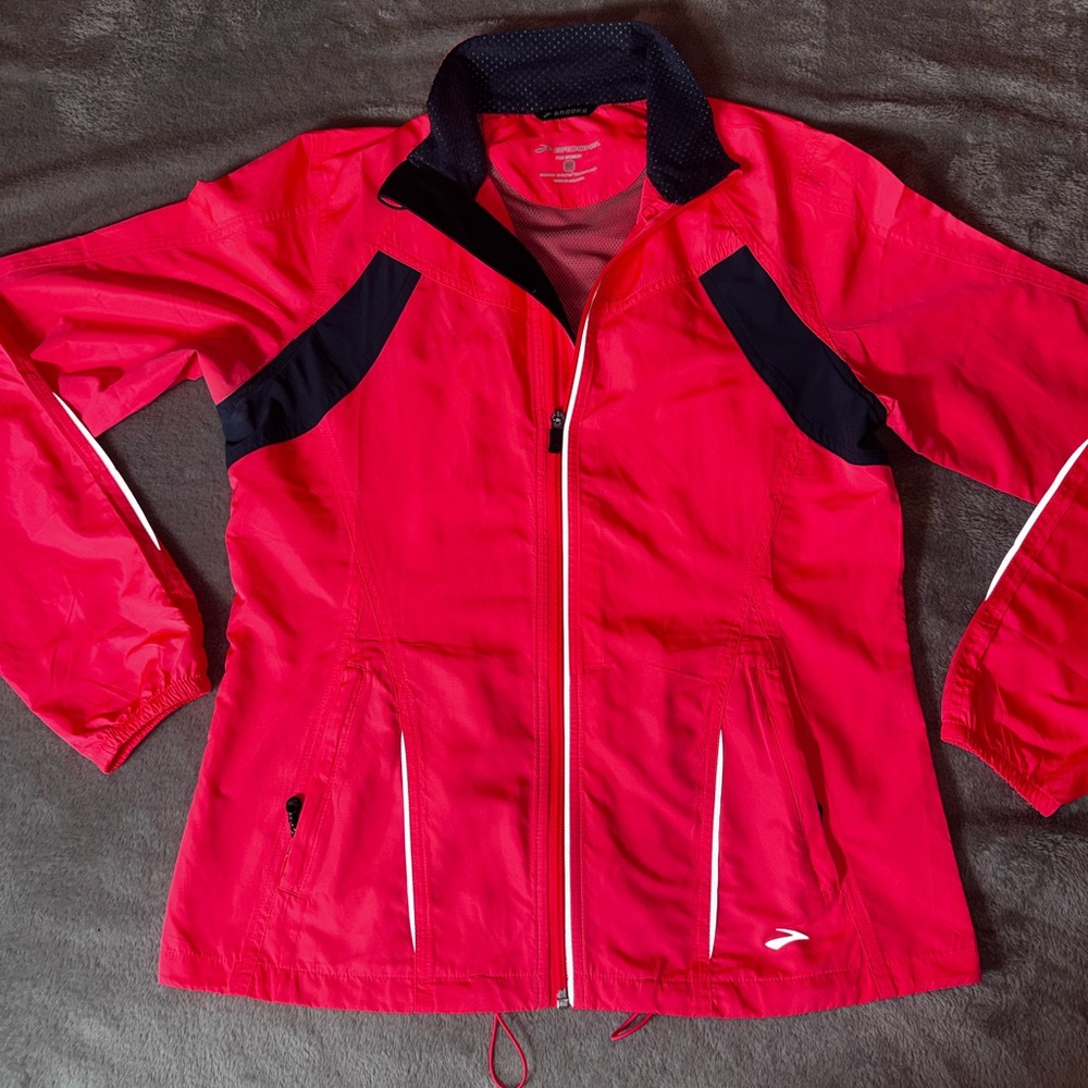 Brooks Women's Vibrant Red Jacket with Black Accents